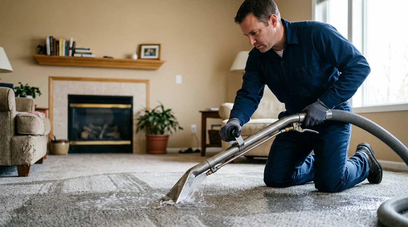Water damage restoration technician working near Jumping Branch, WV